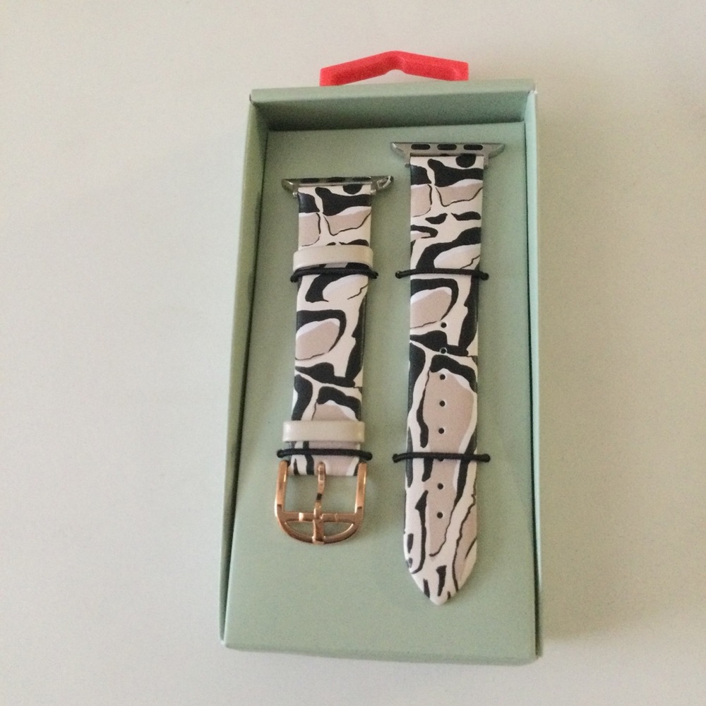 TED BAKER ANIMAL PRINT LEATHER STRAP FOR APPLE WATCH 38/40 mm NEUTRAL MULTI NWT